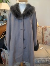 Jacques Vert Taupe Cape Coat Size M/l Wool Cashmere Blend
