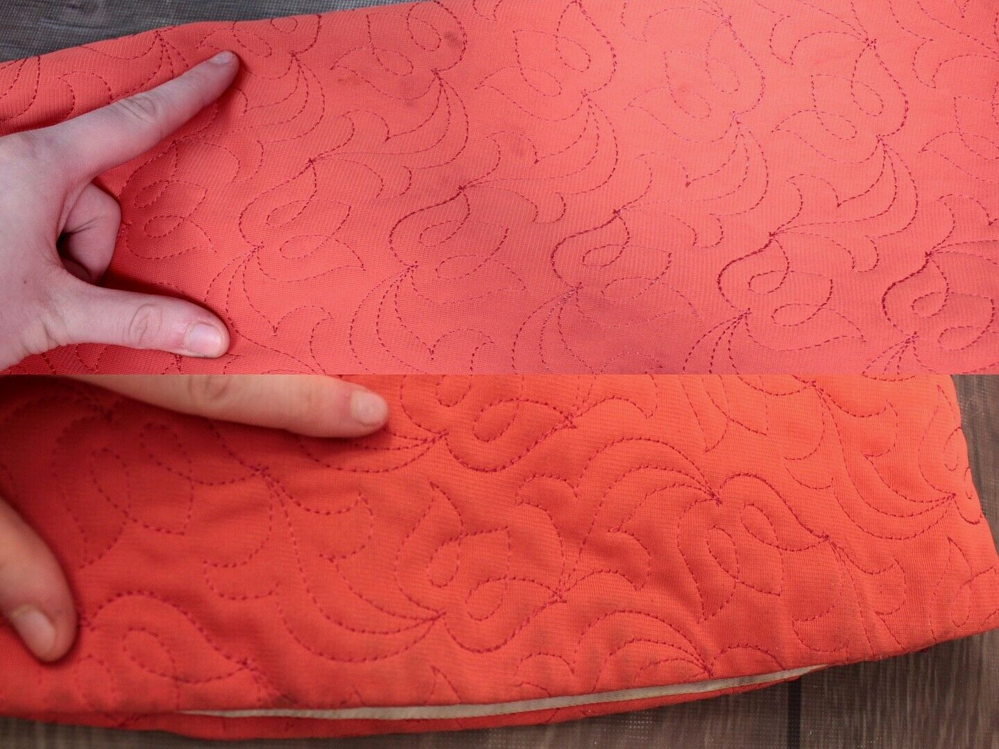 Vtg Women's 40s Coral Orange Housecoat Robe 1940s… - image 8