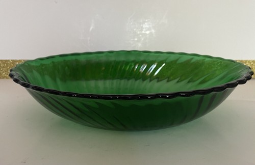 Vintage 1970's Anchor Hocking Forest Green Glass Ribbed Swirl Oval Candy Dish - Picture 2 of 5