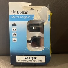 Belkin 2.1 Amps 10 Watt 30 Pin Apple iPhone iPod iPad USB Car Micro Charger