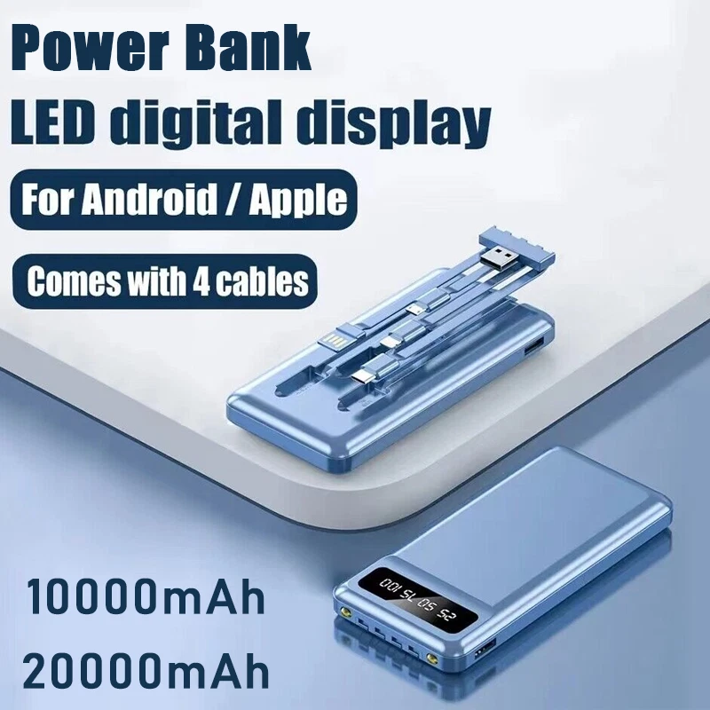 1/20000mAh Power Bank Backup External Battery Fast Charger Backup with 4Cables - Image 2 of 4
