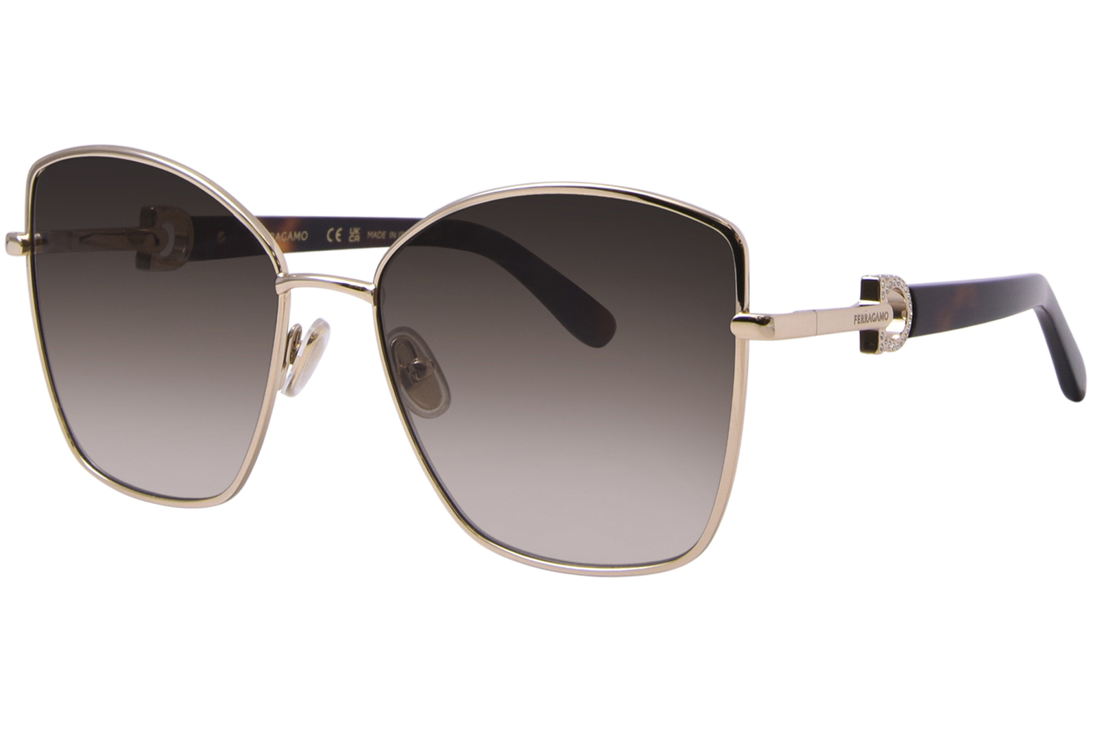 Солнцезащитные очки Salvatore Ferragamo SF312SR 750 женские с градиентом Золото/хаки 60 мм