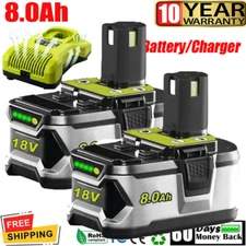 Battery / Charger For RYOBI P108 18V 18 Volt One+ Plus High Capacity Lithium
