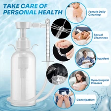300ml PVC Pump Action Douche Enema Bottle with Nozzle Vaginal Anal Cleaning