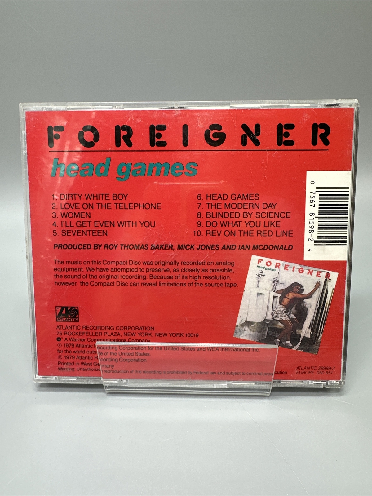 Foreigner Head Games CD West Germany Target Disc Atlantic 299992