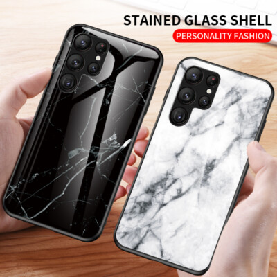 For Samsung Galaxy S25 Ultra S24 FE S23 Marble Pattern Stained Glass Rugged Case