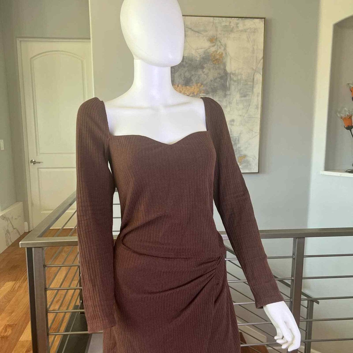 Reformation Cleona Knit Dress in Cafe (Brown)