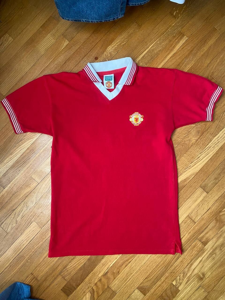 MANCHESTER UNITED FC FOOTBALL SHIRT SOCCER JERSEY RETRO SCORE DRAW MENS SIZE M