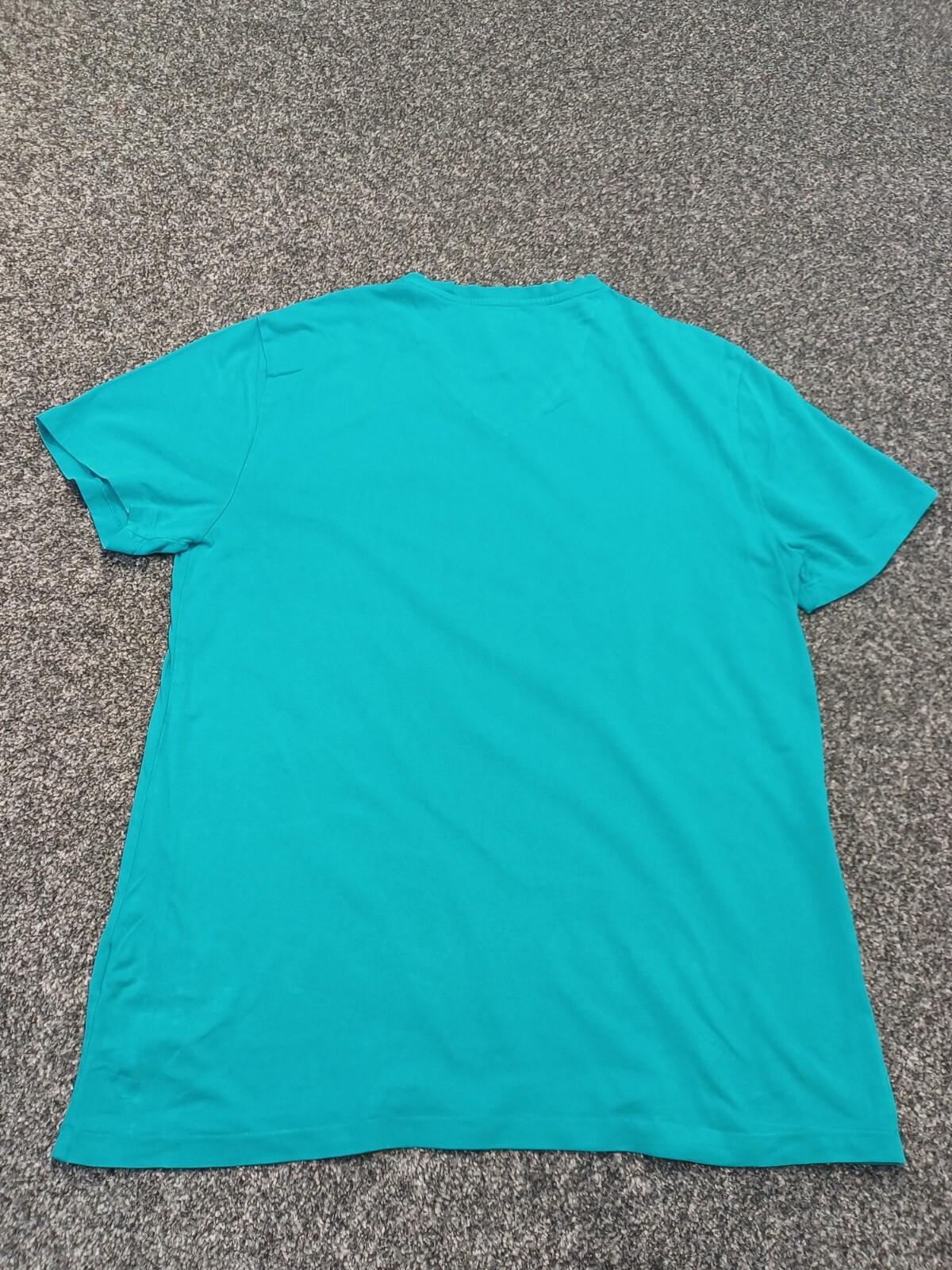 Ralph Lauren T Shirt Uomo Grande Blu Teale 100% Cotone Manica Pony Logo Scollo V