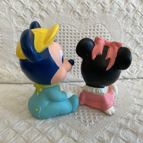 VINTAGE Disney 1984 Baby Minnie 4.5” & Baby Mickey 5.25” Toys & Mickey Coin Back - Picture 7 of 15