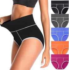 5Pcs Womens High Waisted Cotton No Muffin Top Full Coverage Soft Stretch Panties