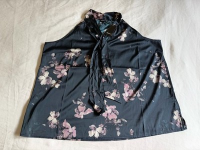 NWT Torrid Size 0 12 L LARGE Tank Top Floral Blue Blouse Japanese Kimono Style