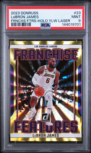 2023-24 Donruss LeBron James Franchise Features Holo Yellow Laser 16/25 PSA 9