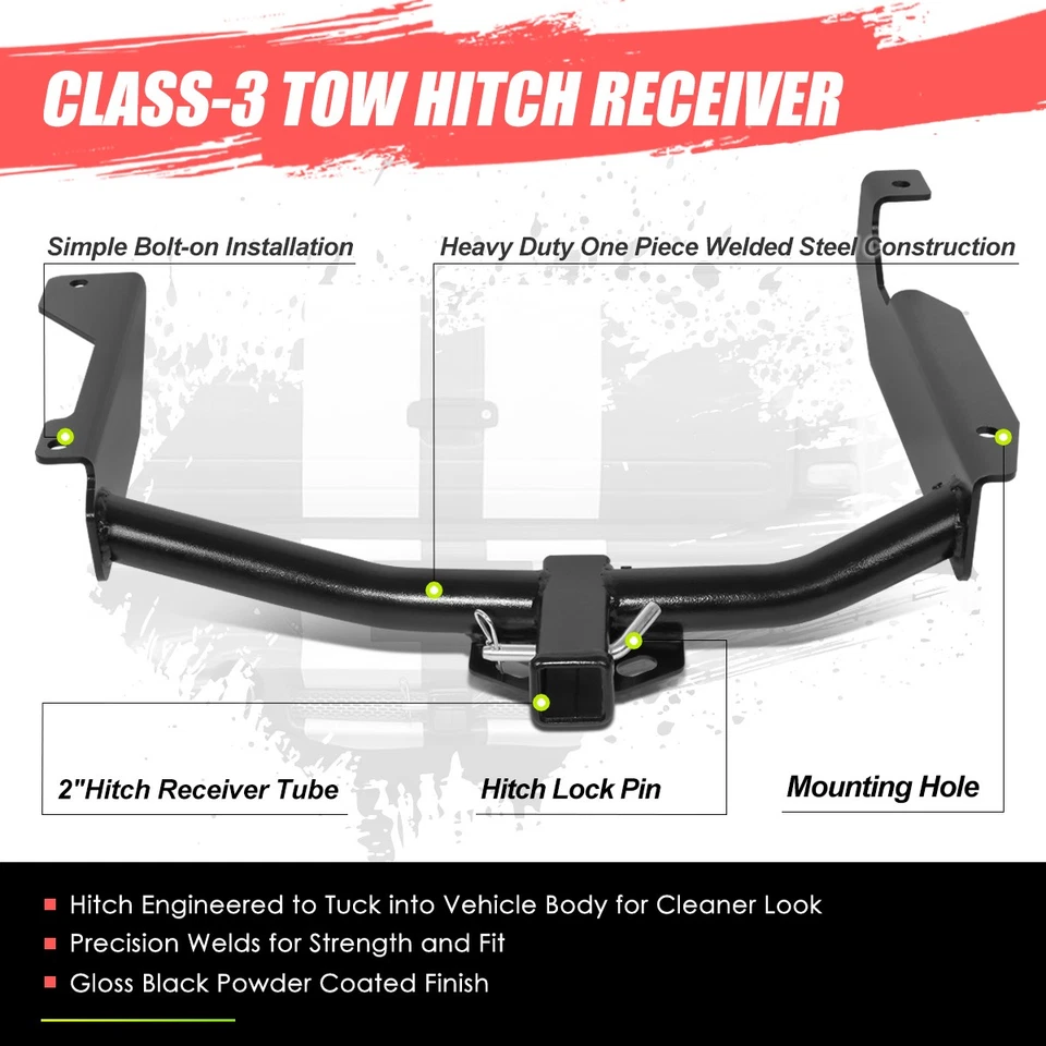 Kit de remolque receptor de enganche de remolque clase 3 parachoques trasero 2" para Dodge Durango 98-03 Foto 2 de 4