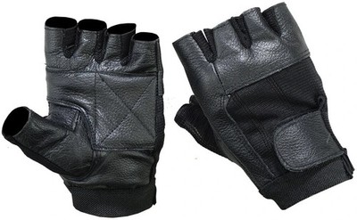 Men s Leather Gloves  Fingerless Motorcycle Gloves W Padded Palm  Mesh