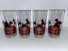 Set of 4 Anchor Hocking Fitz Scottie Dog Tartan Plaid 10oz Highball Glasses EUC