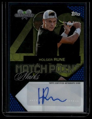 2026 Topps Graphite #MPM-HR Holger Rune Match Point Marks Blue Refractor #/50