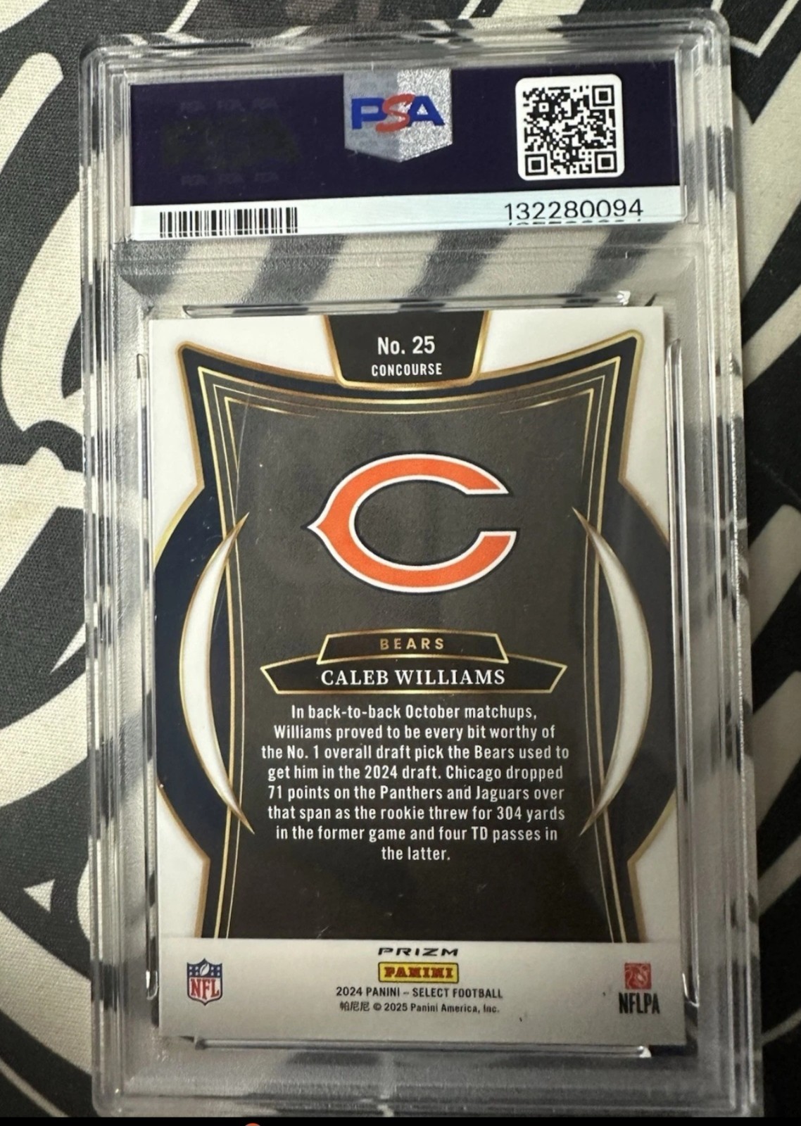 CALEB WILLIAMS 2024 SELECT CONCOURSE ROOKIE BLACK GREEN SHOCK PSA 10 🥶🏈 view 2