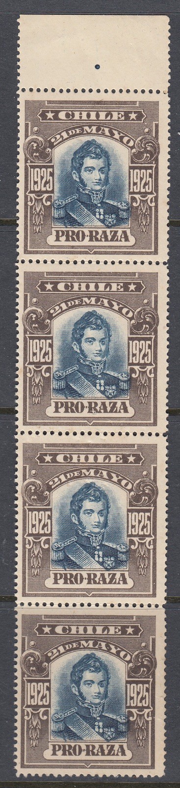 Chile 1925 Pro Raza O’Higgins Patriotic Label x 4 MNH.
