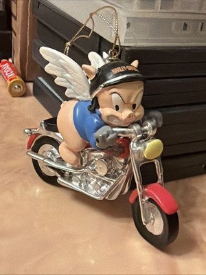 Harley Davidson Porky Pig Christmas Ornament 2000 Warner Brothers