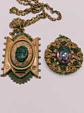 Antique/Vintage Necklaces 1 Black Mourning and Pendant Purple Stones.