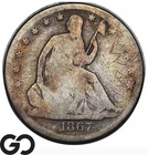 1867 Seated Liberty Half Dollar *Tough Type Find*