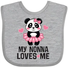 Inktastic Nonna Loves Me Granddaughter Panda Baby Bib Girls Grandkids Childs