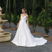 Satin Wedding Dress Fabric Crisscross Modern Combining Elegance Bridal Gowns