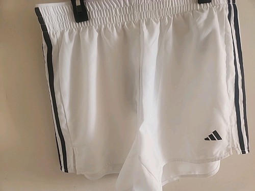 adidas 3 Stripes Shorts High Rise White Training Aeroready Womens Size Medium