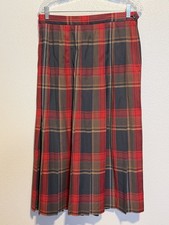 NWT NOS PENDLETON 100 Virgin Wool Pleated Tartan Midi Maxi Skirt Sz 14 USA