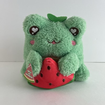 Cuddle Barn Watermelon Munch Wawa 6  Plush Green Frog Stuffed Animal  Scented