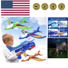 3 Pack Foam Airplane Launcher Toys, 2 Flight Mode Glider Plane,Kids Flying To...