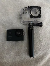 Black HD 1080P Action Sports Camera Plus GoPro Underwater Case & Tripod