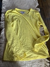 KOI smiley Face Lightweight Under Scrub Top NWOT Yellow Long Sleeve