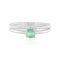 Cavill Smaragd Ring 0,20Ct Rund Silber 925 Platinierter Edelstein- Echtschmuck