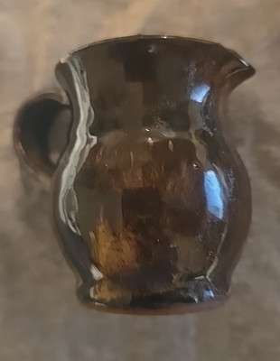 vintage Pottery Primitive Brown Glaze Handmade Jug 2.5 