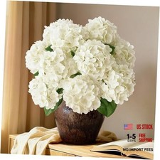 A Bunch 21in Real Touch Hydrangea Artificial Flowers with 5pcs 1 Bunch White