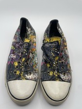 Vintage Ed Hardy Tattoo Print Canvas Low Top Laceless Sneakers Size 10 Y2K