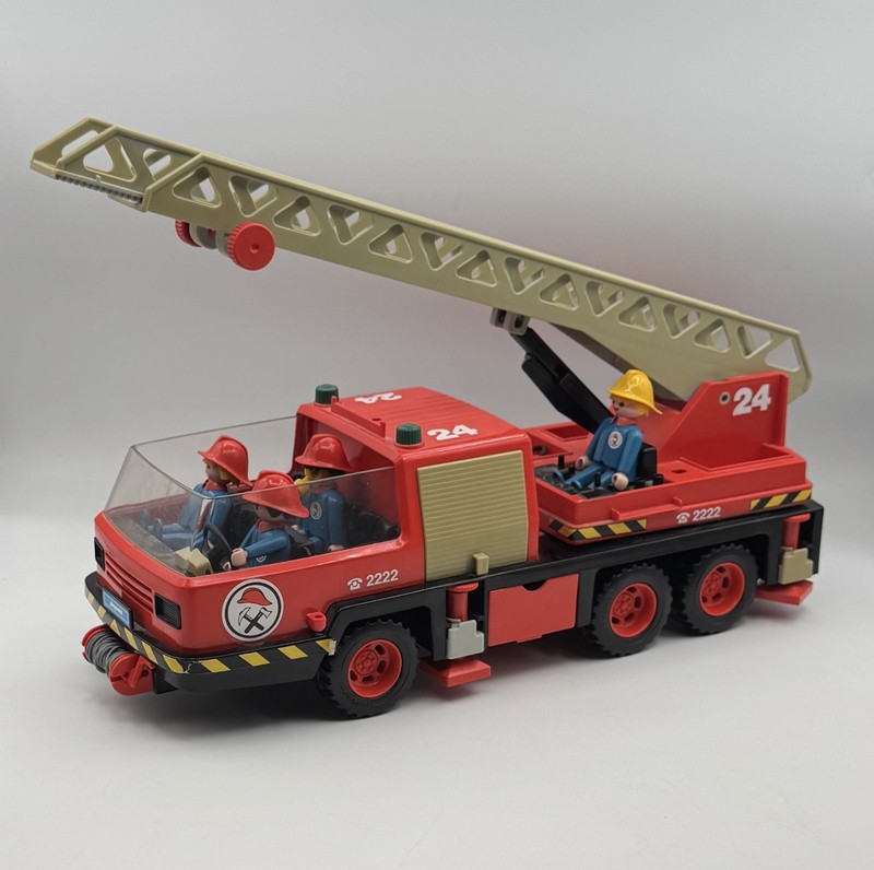 Vintage 1981 Playmobil Fire Truck. Includes Four (4) Fire Fighters. EUC