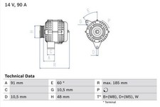 BOSCH 0986038160 Alternator Fits Mercedes-Benz 124 E-Class G-Class Puch G-Modell