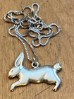 VINTAGE STERLING SILVER RABBIT PENDANT CHARM & CHAIN FINE JEWELRY SIGNED ~LOW $! — photo 3