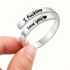I Fcking Love You Ring Women Adjustable Stainless Steel Spiral Wrap Twist CN