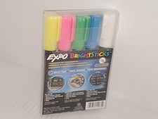1 Pack - EXPO - Bright Sticks Fluorescent Wet Eraser Markers 5 Colors. NEW