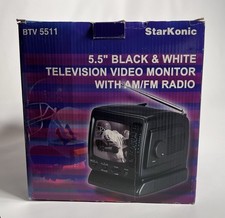 StarKonic BTV 5511 5.5" Black  White Television Video Monitor with AM/FM Radio