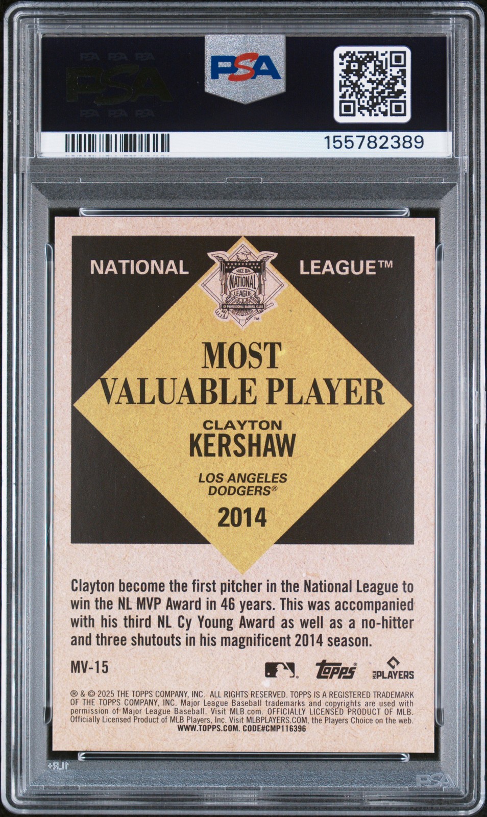 2025 TOPPS UPDATE MOST VALUABLE GREEN FOIL #15 CLAYTON KERSHAW 86/99 PSA 10 view 2