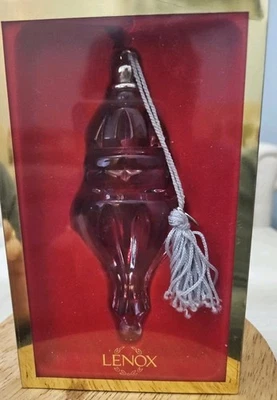 Lenox COLOR GEMS RUBY TEARDROP Crystal Ornament Some Color Fading in Box