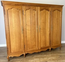Wardrobe Vintage French Louis XVI Style Oak Four Door Carved Armoire LOT 4896