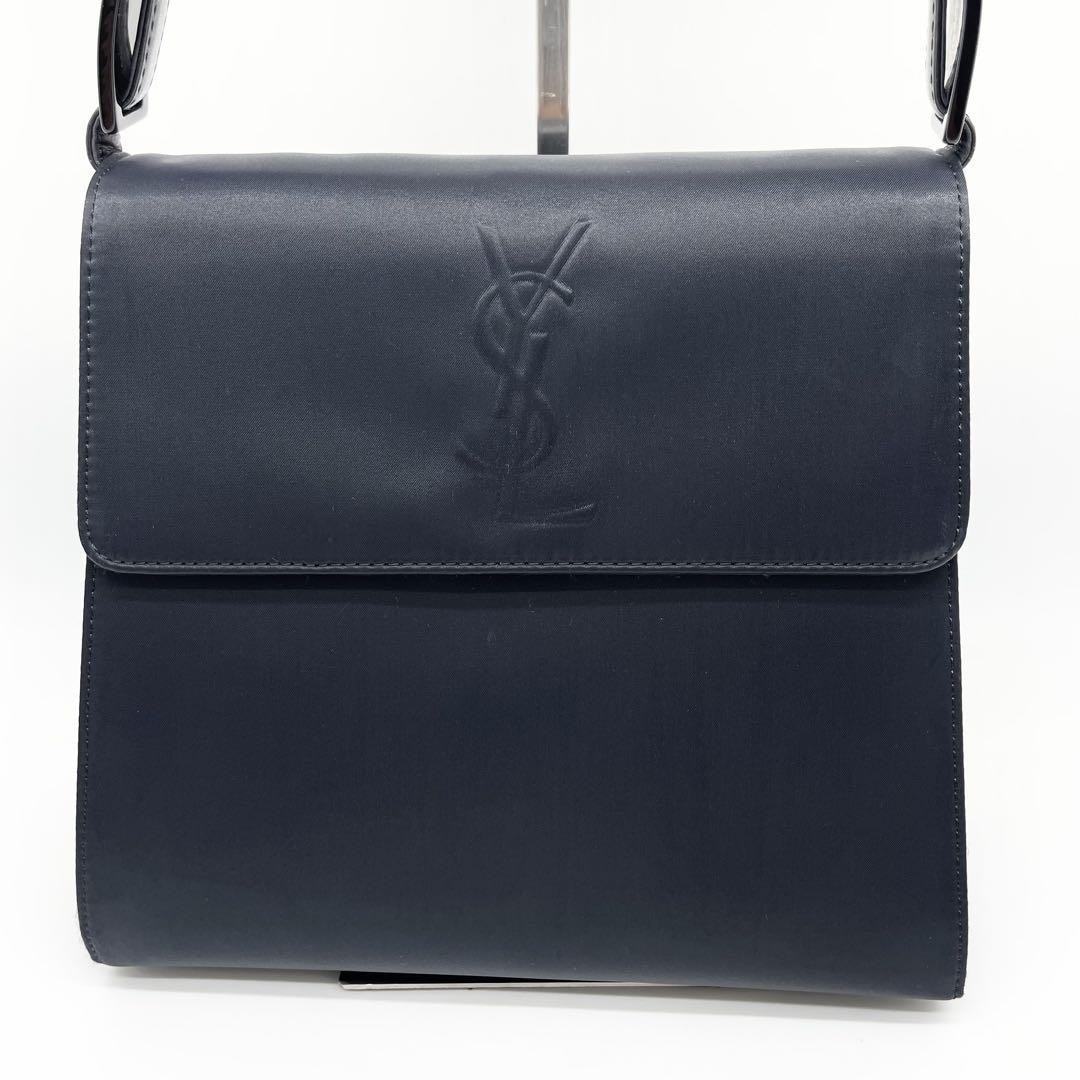 Borsa a tracolla Yves Saint Laurent Cassandra pelle blu scuro autentica F0803146