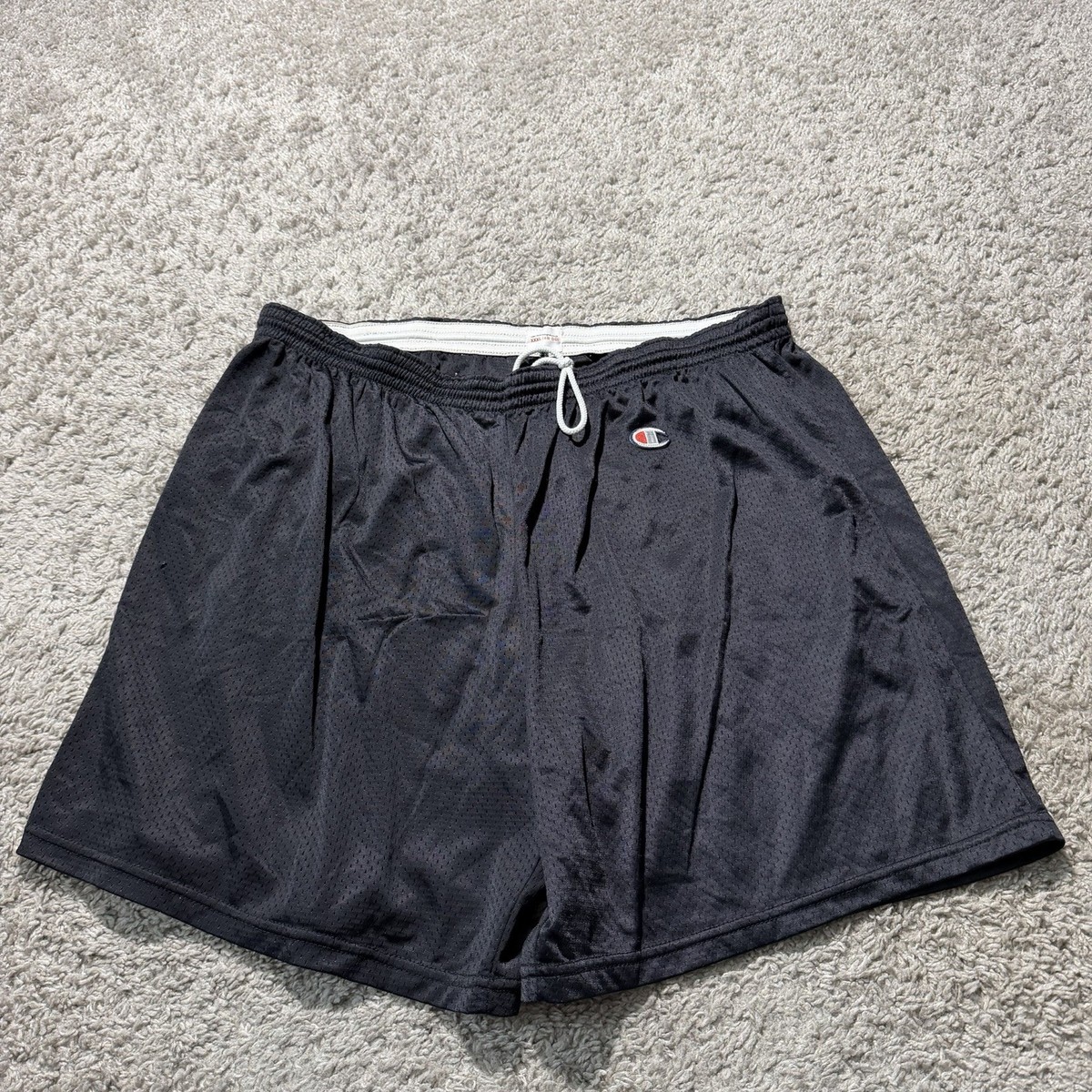 Vintage Champion Shorts 3XL Black Mesh Gym Basketball 80s 90s
