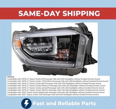 TRQ Headlight HEADLAMP for 18-21 Toyota Tundra PASSENGER side D.O.T    MSRP $225